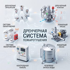 Обложка статьи "Дренчерная система пожаротушения".