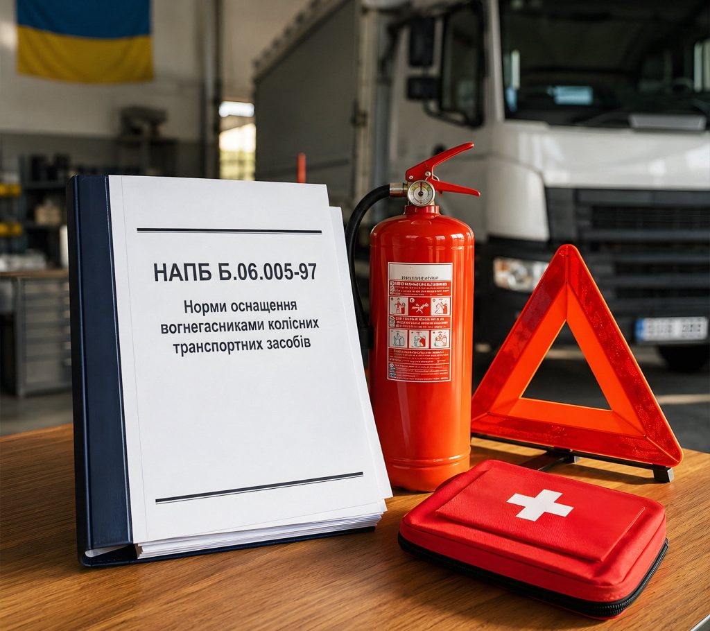 Фото: НАПБ Б.06.005-97 норми оснащення вогнегасниками колісних транспортних засобів.