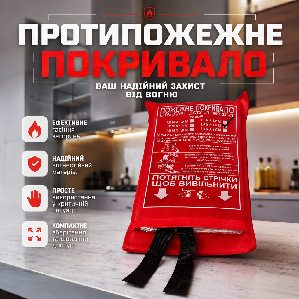 Промо: Протипожежне покривало для гасіння пожежі.