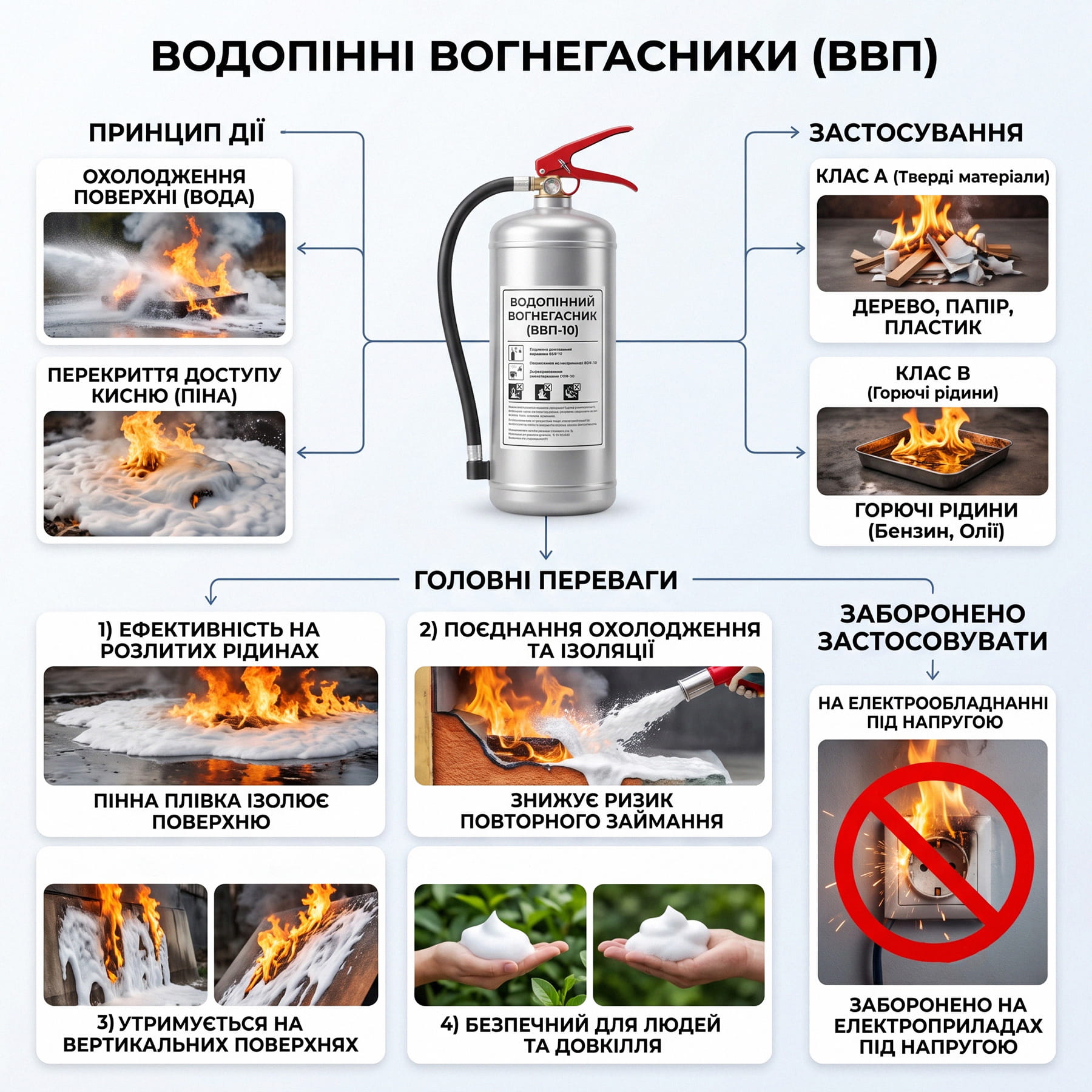 Інфографіка про водопінні вогнегасники.